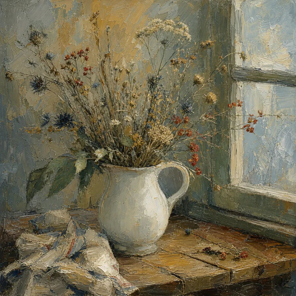 Картина «Кувшин и пижма», холст, масло, 60 × 60 см