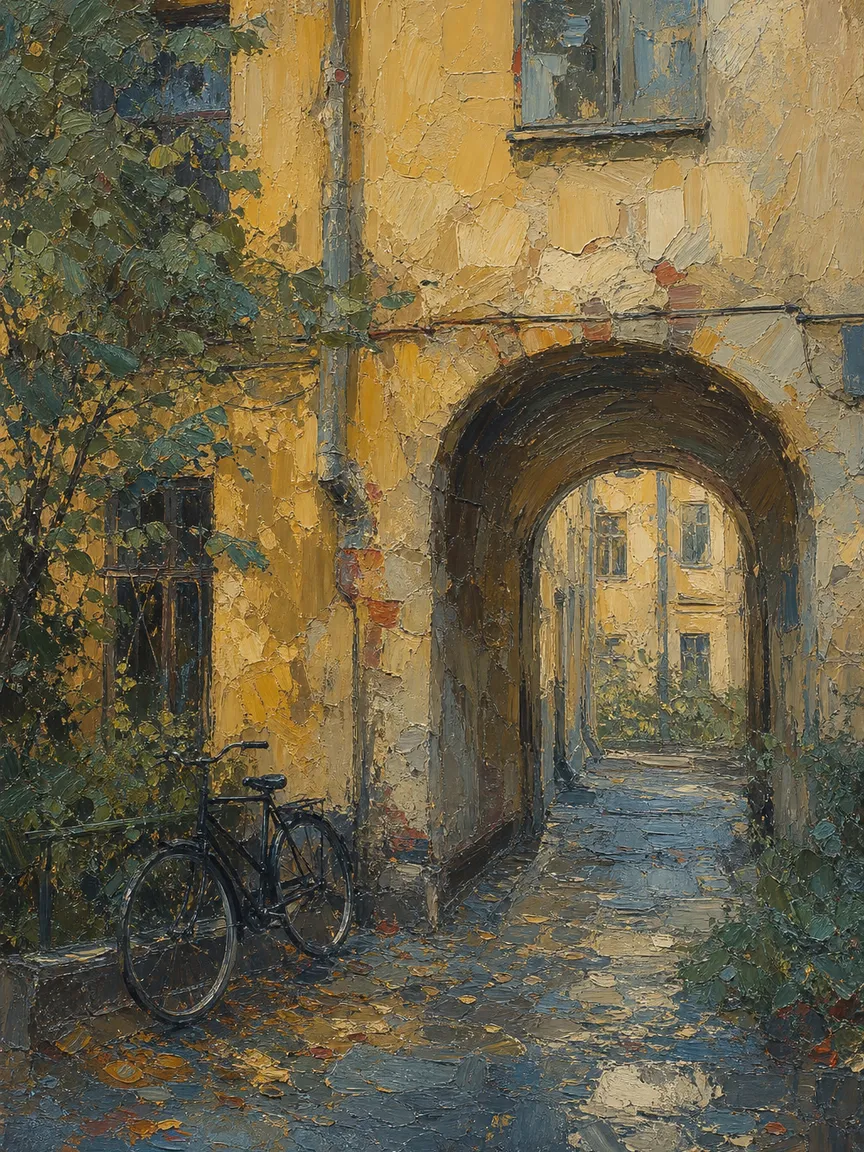 Картина «Двор на Седьмой линии», холст, масло, 70 × 95 см